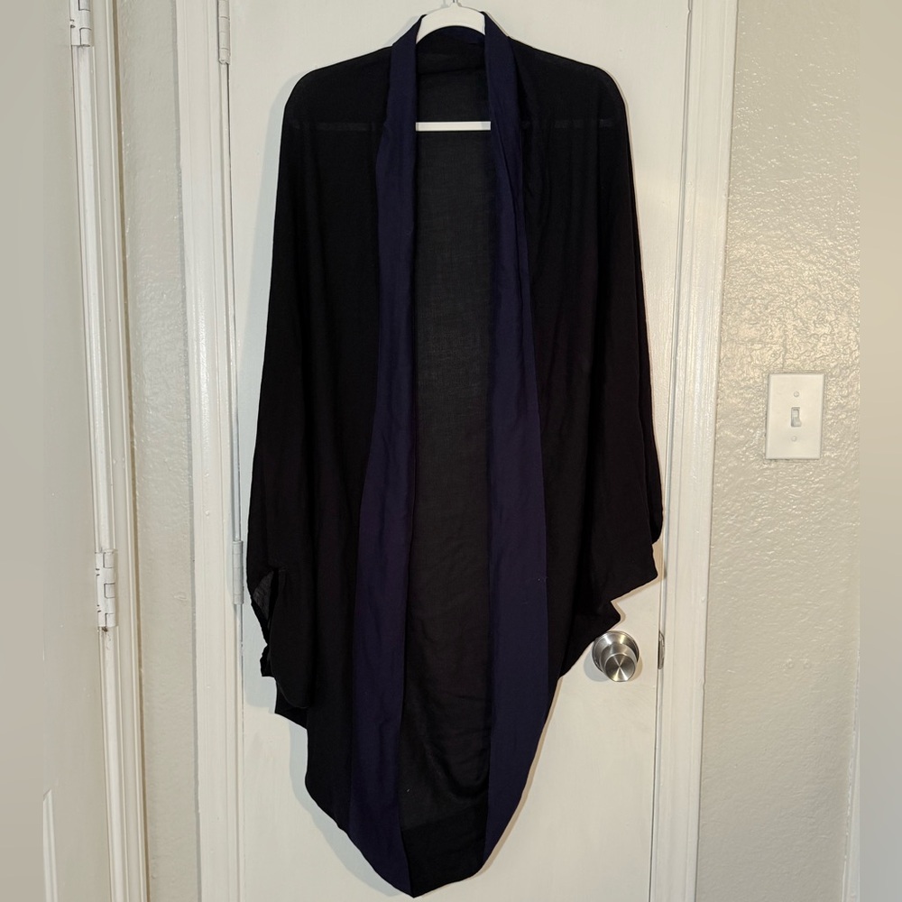 Open Wrap Rayon Elegant Black and Navy Women's